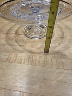 Vintage Clear Pressed Glass Pedestal Cake Stand Starburst 8 inch - Thumbnail 5