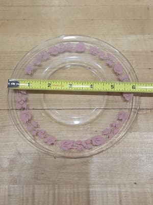 Vintage Anchor Hocking Pink Gooseberry Clear Glass Dessert Plates Set of 8 - Thumbnail 4