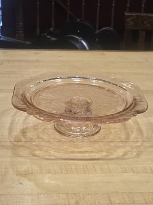 Vintage Indiana Glass Recollection Pink Madrid Pedestal Cake Stand 10.25