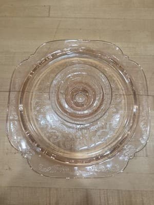 Vintage Indiana Glass Recollection Pink Madrid Pedestal Cake Stand 10.25 - Thumbnail 5