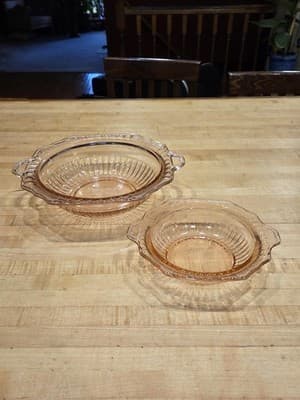 Vintage Hocking Mayfair Open Rose Pink Depression Glass Bowls Set of 2
