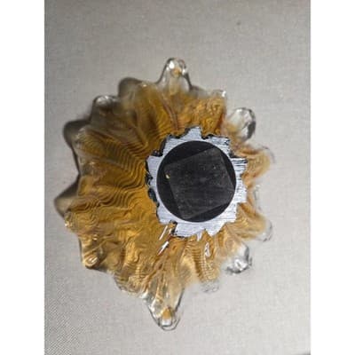 Antica Cristalleria Italiana Murano Amber Glass Silver Footed Bowl 11 3/4” Width - Thumbnail 6