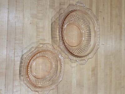Vintage Hocking Mayfair Open Rose Pink Depression Glass Bowls Set of 2 - Thumbnail 2