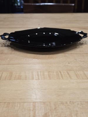 Vintage LE Smith Mt Pleasant Black Amethyst Handled Plate 8 inch - Thumbnail 2