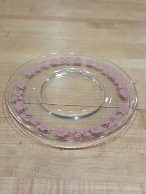 Vintage Anchor Hocking Pink Gooseberry Clear Glass Dessert Plates Set of 8 - Thumbnail 2
