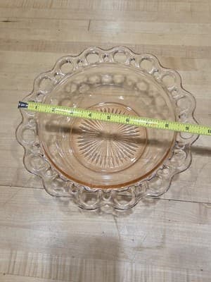 Vintage Anchor Hocking Old Colony Pink Depression Glass Lace Edge Bowl 9.5" - Thumbnail 4