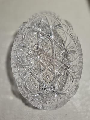 Vintage Imperial Glass Star and Cane 3 Pc Lot Bowl Pedestel Compote Dish - Thumbnail 3