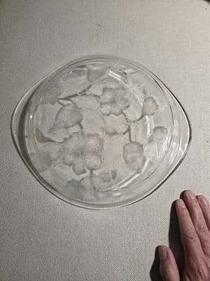 Vintage Sears Clear Glass 10.5 Pie Baking Dish Embossed Hibiscus Handles