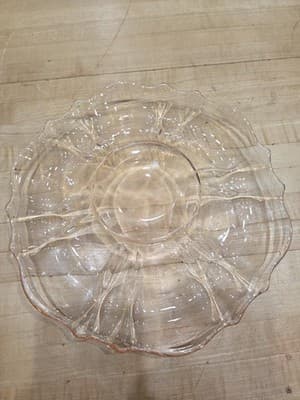Vintage Anchor Hocking Pink Oyster and Pearl 10.5 Ruffled Console Bowl - Thumbnail 2