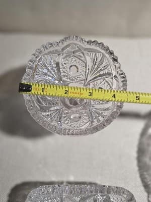 Vintage Imperial Glass Star and Cane 3 Pc Lot Bowl Pedestel Compote Dish - Thumbnail 7