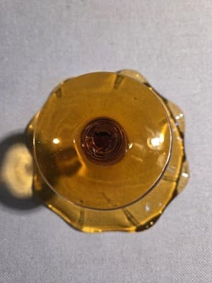 Vintage Indiana Glass Amber Teardrop 8 Ruffled Pedestal Compote Candy Bowl - Thumbnail 4
