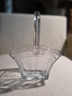 Vintage Heisey Glass Recessed Panel Etched 9 Inch Basket Marked