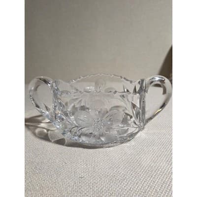 Antique Pairpoint Glass Murillo Sugar Bowl & Creamer c.1915 Floral ABP Crystal - Thumbnail 2