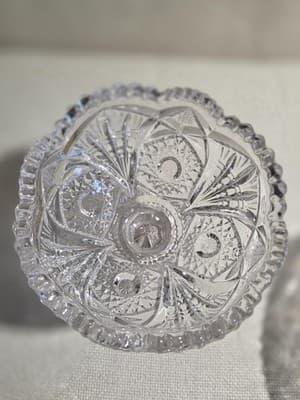 Vintage Imperial Glass Star and Cane 3 Pc Lot Bowl Pedestel Compote Dish - Thumbnail 5