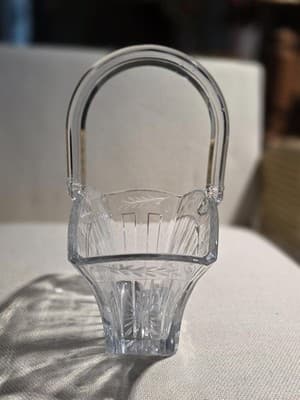 Vintage Heisey Glass Recessed Panel Etched 9 Inch Basket Marked - Thumbnail 3