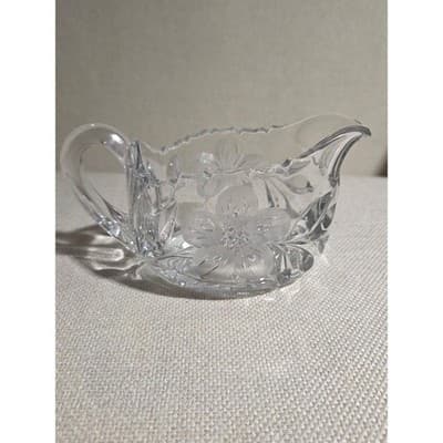 Antique Pairpoint Glass Murillo Sugar Bowl & Creamer c.1915 Floral ABP Crystal - Thumbnail 3