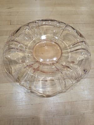 Vintage Anchor Hocking Pink Oyster and Pearl 10.5 Ruffled Console Bowl - Thumbnail 4