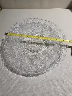 Vintage Anchor Hocking Sandwich Clear 11.5 Footed Cake Torte Platter Dish - Thumbnail 5