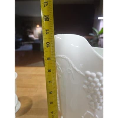 Vintage Indiana Glass Colony Harvest Grape Milk Glass Pitcher and 8 Goblets Set - Thumbnail 7