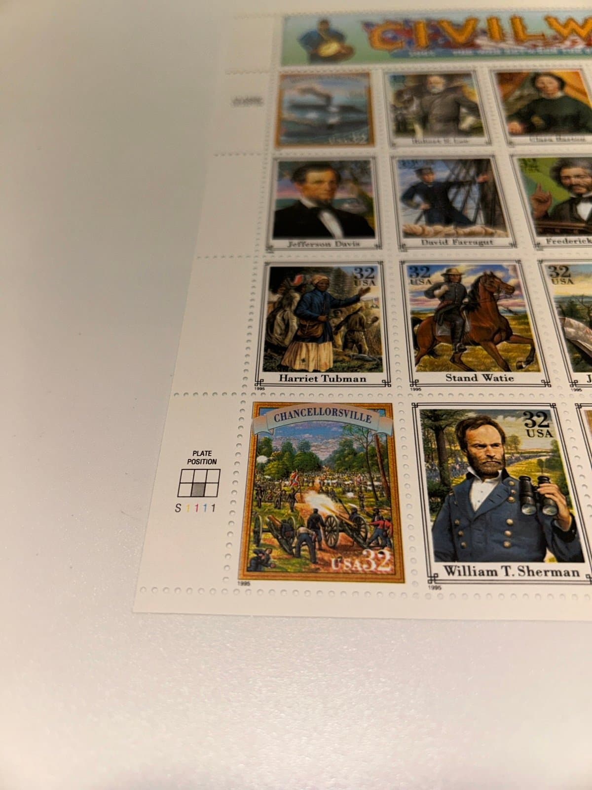 RARE- Sheet of 20 Stamps. Civil War 1861-1865 The War Between The States. MNH - Thumbnail 2