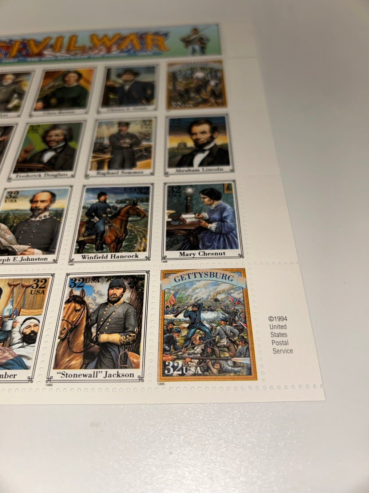 RARE- Sheet of 20 Stamps. Civil War 1861-1865 The War Between The States. MNH - Thumbnail 3