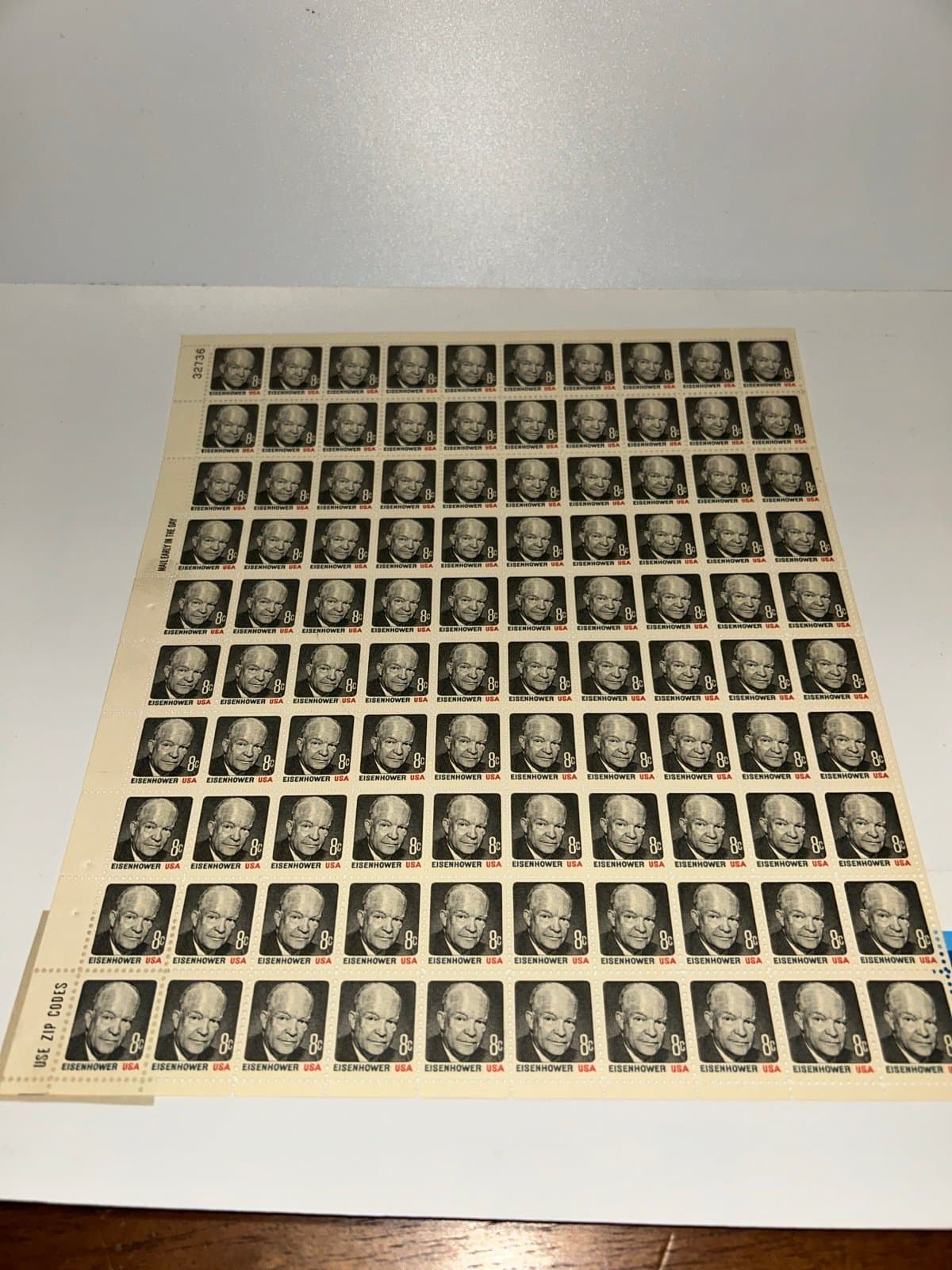 U.S. SHEET OF 100 SCOTT#1394 1971 8ct DWIGHT D EISENHOWER MNH