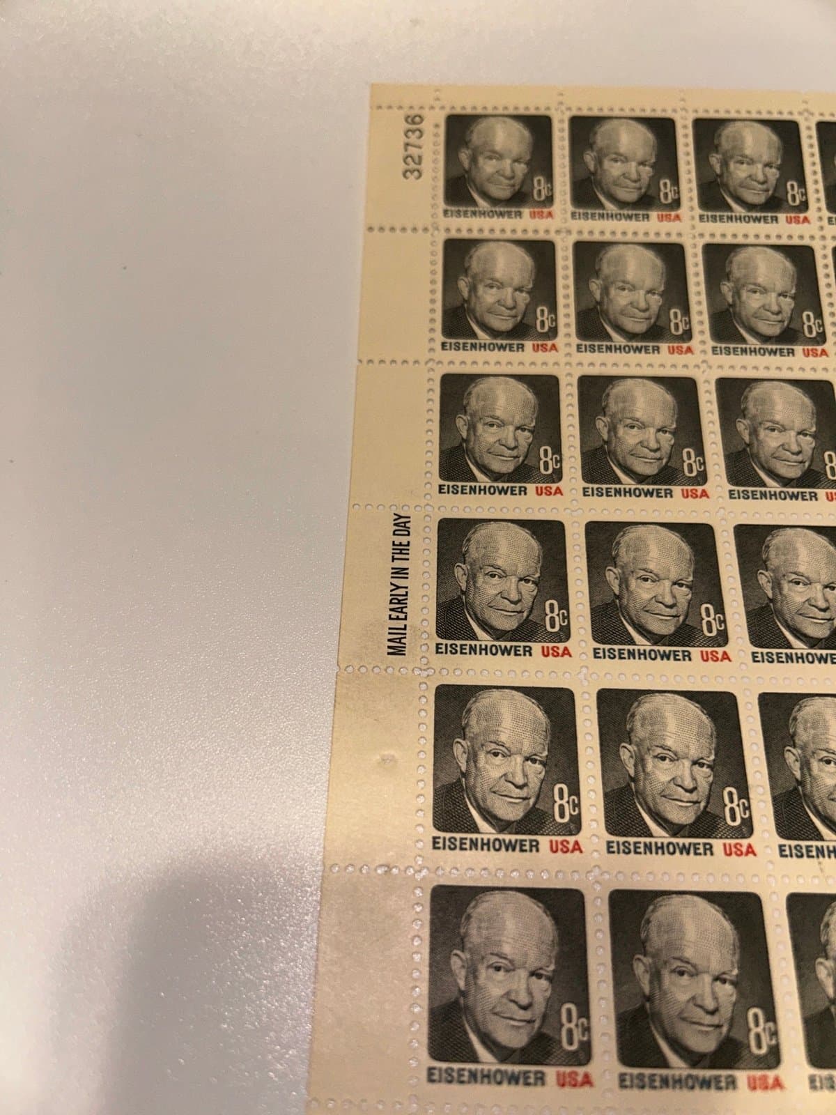 U.S. SHEET OF 100 SCOTT#1394 1971 8ct DWIGHT D EISENHOWER MNH - Thumbnail 4