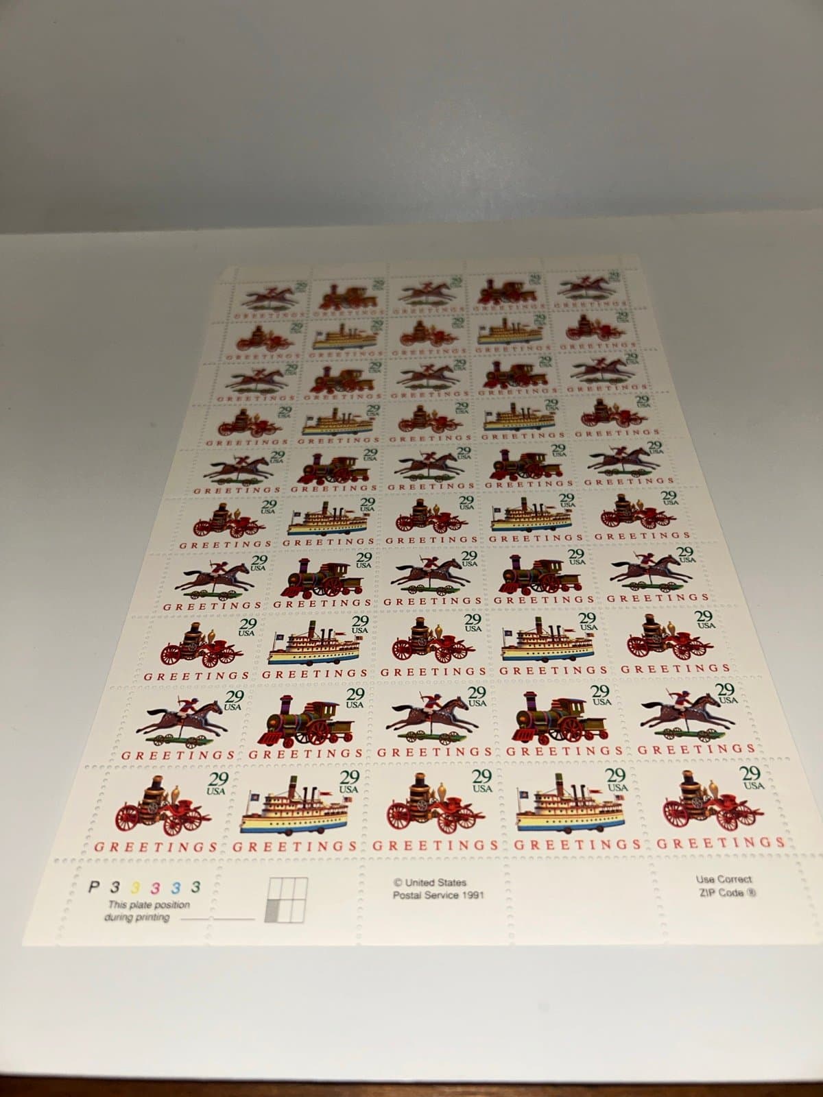 1992 29 cent Christmas Toys full Sheet of 50, Scott Mint NH