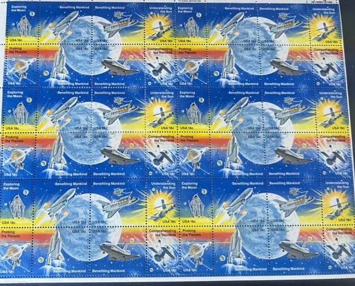 Scott Space Achievement Sheet of 48 18¢ Stamps (1981)