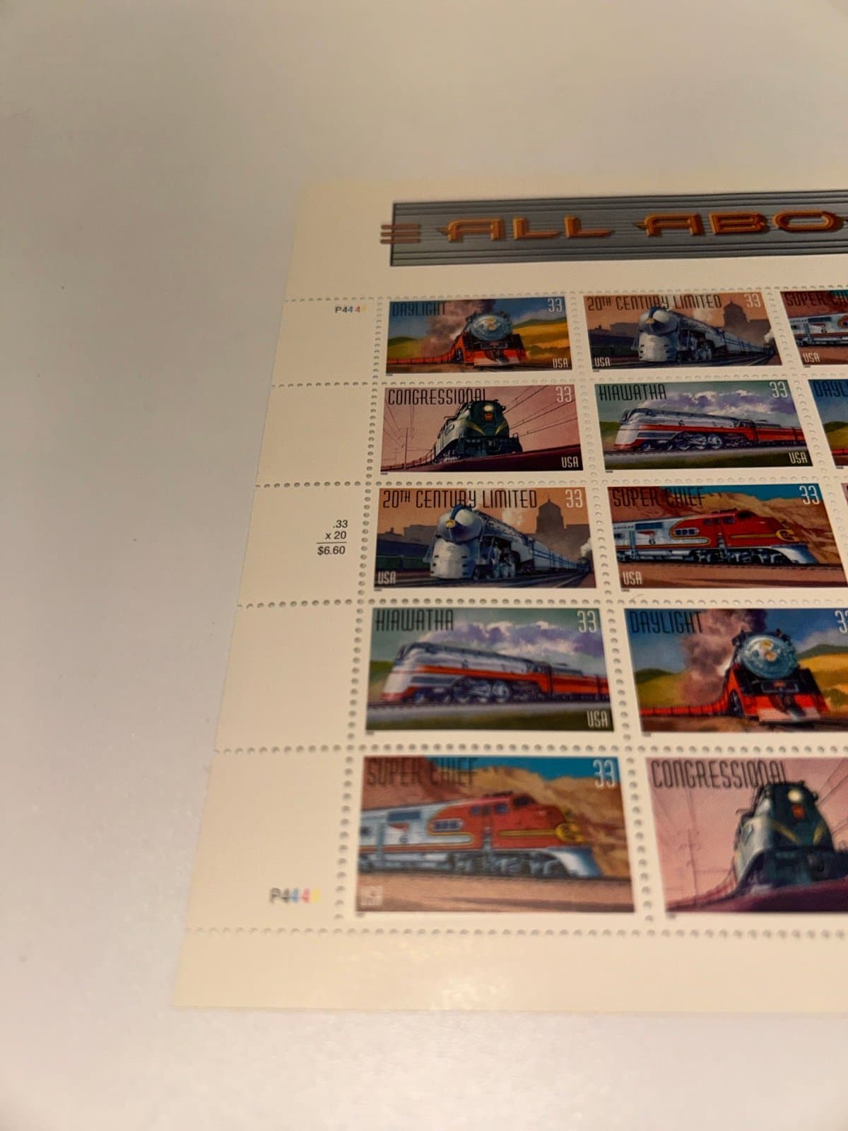 Scott All Aboard American Trains Sheet of 20 33¢ Stamps (1999) - Thumbnail 2