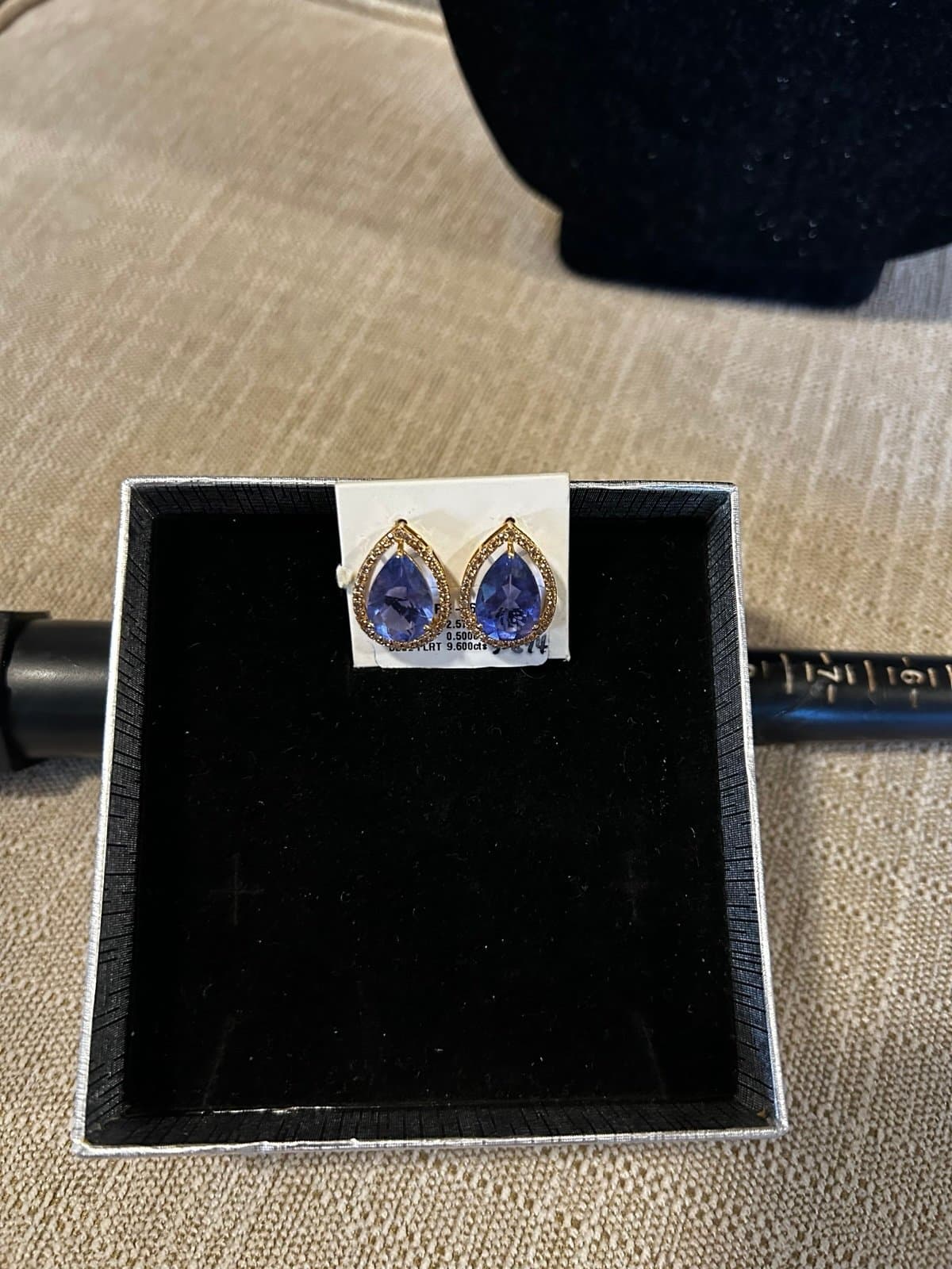 Blue FLRT 18K Genuine YG Pear Shape Earring - Thumbnail 2