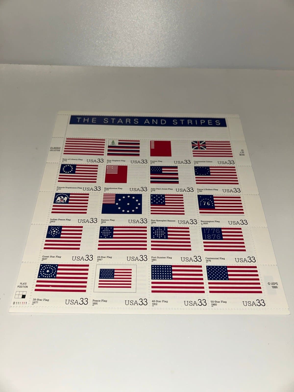 #3403, THE STARS AND STRIPES US Stamp Sheet of 20
