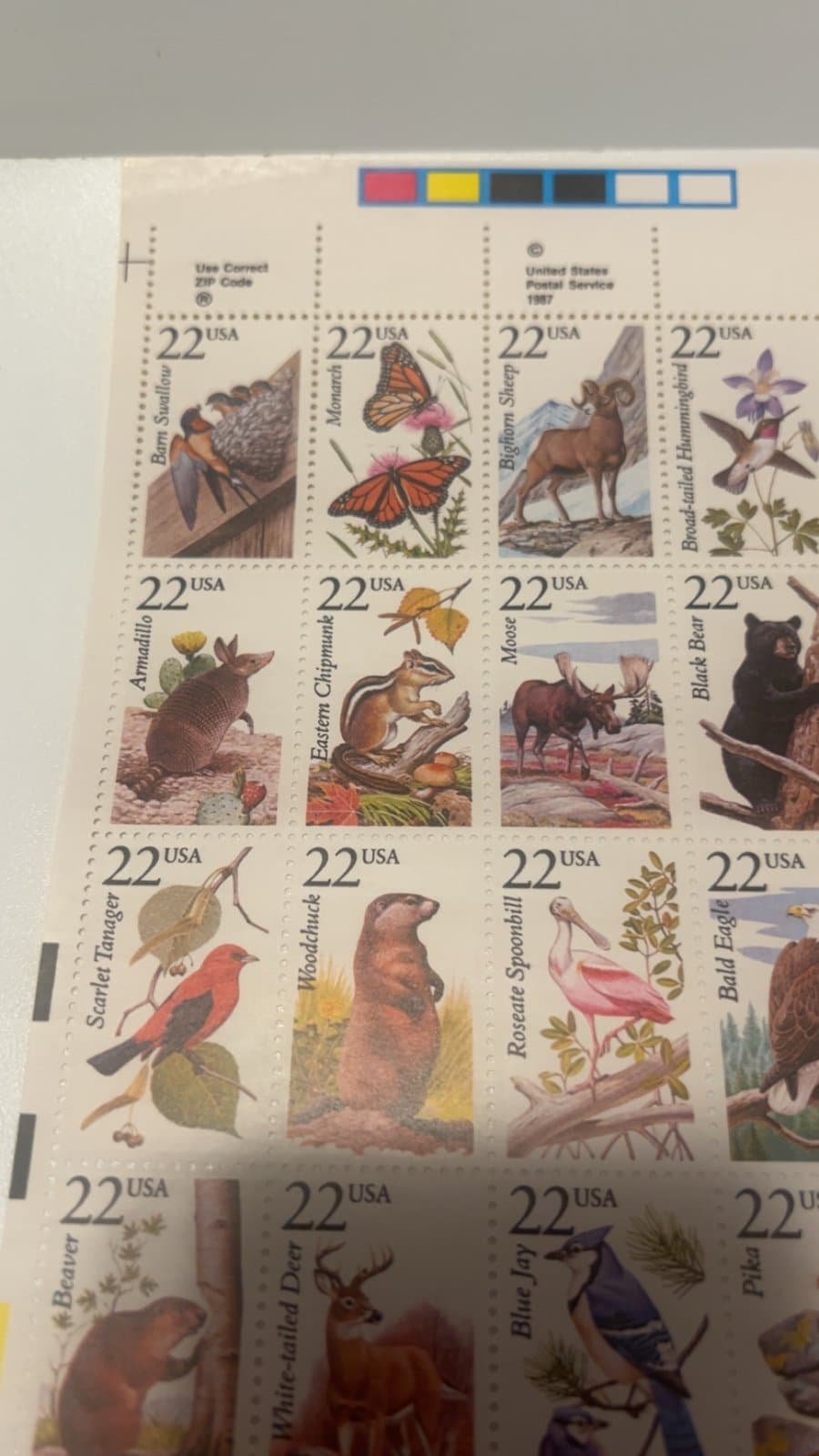 US Wildlife 1987 22 Cent Stamp Sheet Mint Never Hinged Scott# 2286-2335 perfect - Thumbnail 2