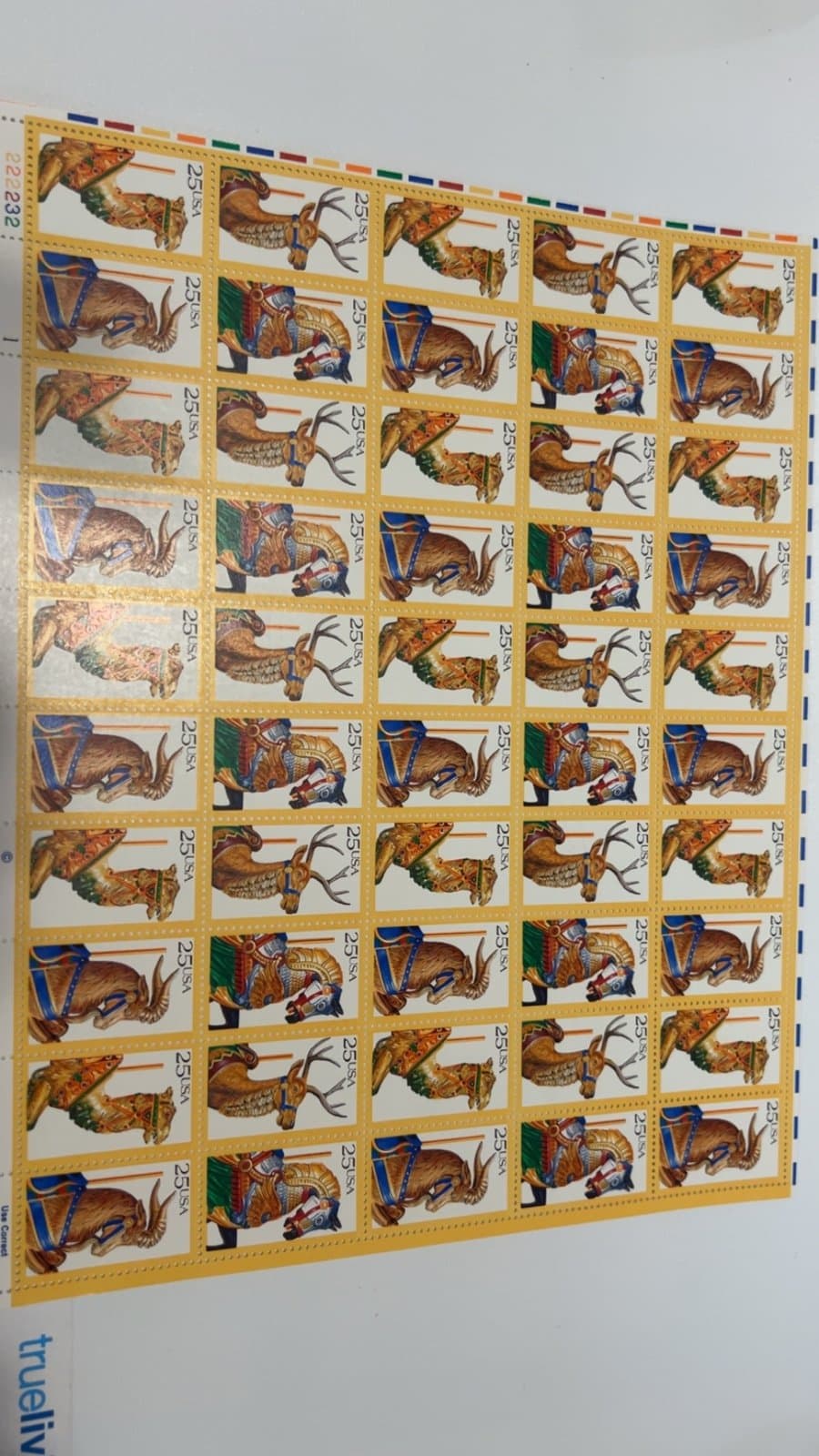 1988 25 cent Carousel Animals Full Sheet of 50 Scott #2390-2393, Mint NH
