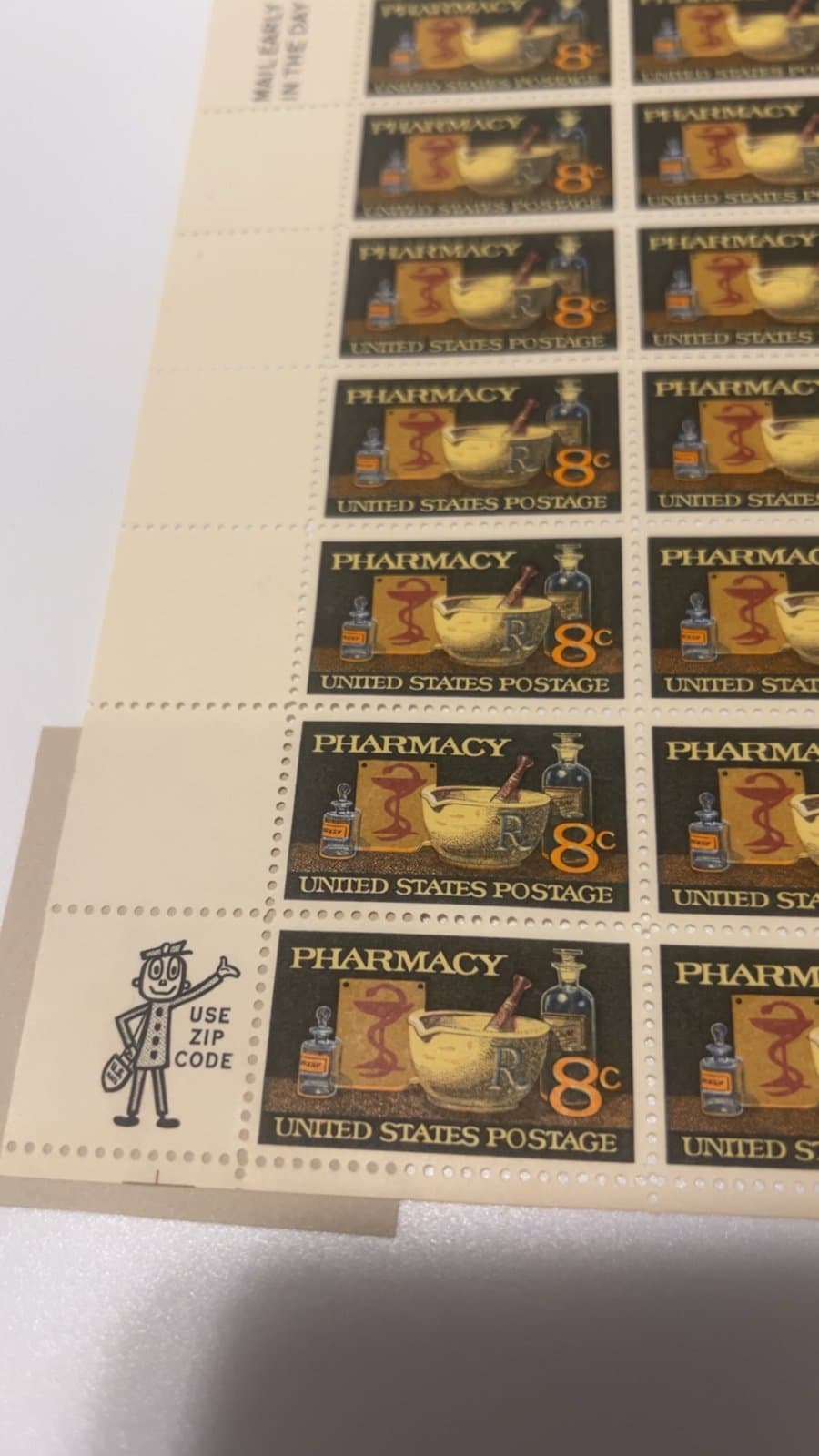 Lot 50 stamp PHARMACY United States 8-cent STAMPS sheet brand new stamps c1972 - Thumbnail 2
