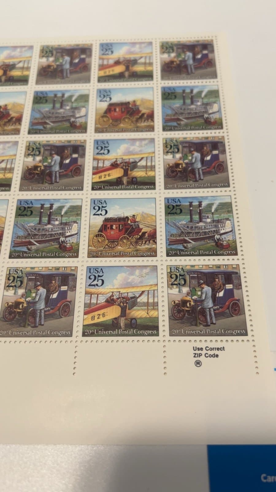 1989 USPS 25¢ Mail Delivery Postage Stamp #2434-37 MNH Full Sheet 40 Plane Ship - Thumbnail 2