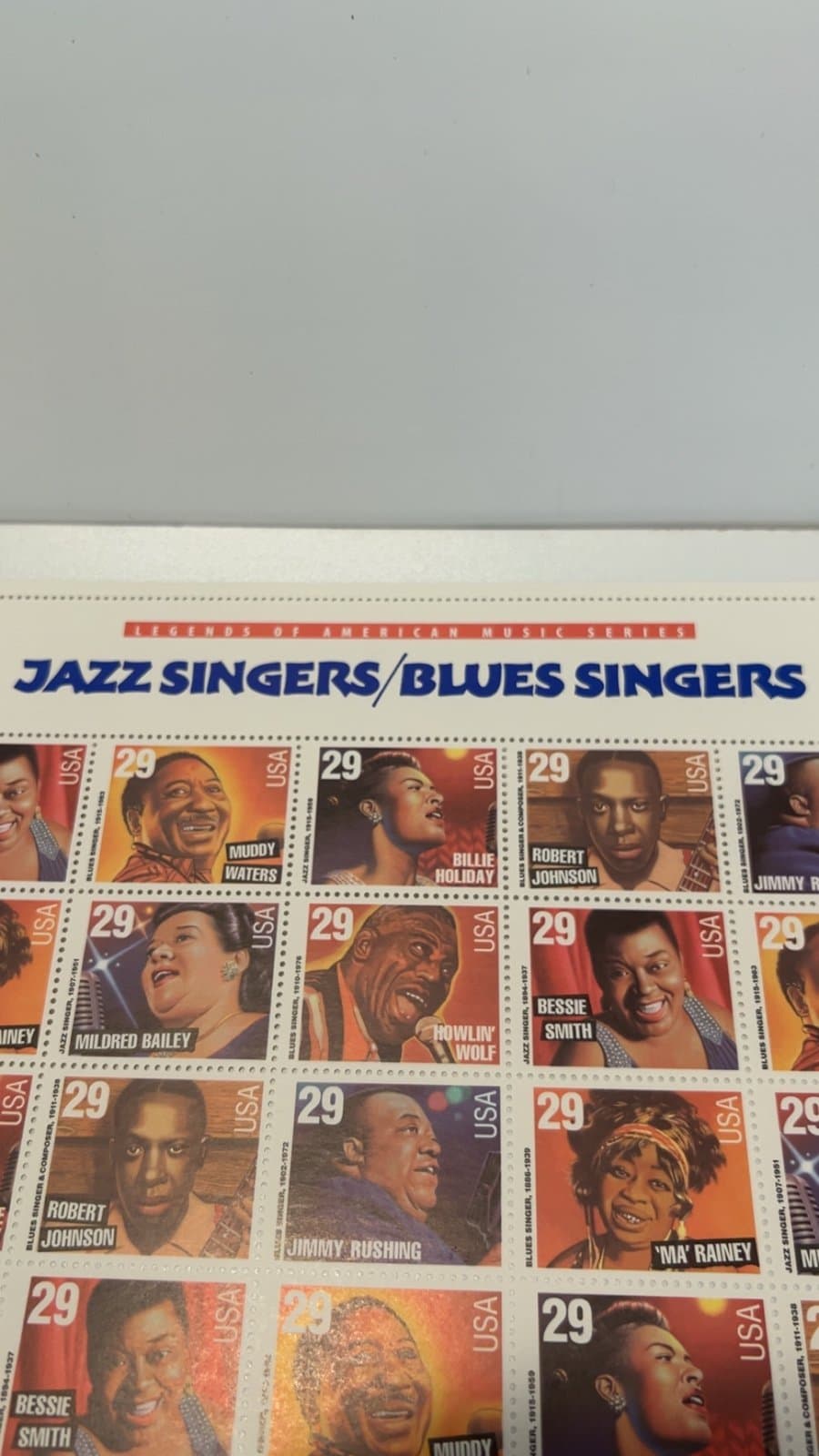 Scott #2854-2861 Jazz/Blues Singers Sheet of 35 29¢ Stamps (1994) - Thumbnail 4