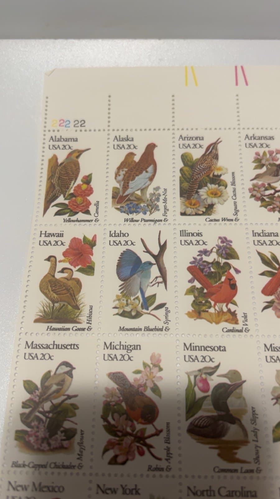 1981 USPS 50 States Birds and Flowers, 20c Commemerative Stamps - Thumbnail 2