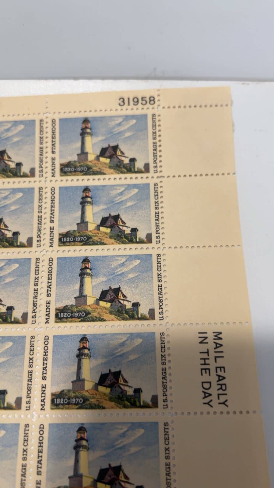 Scott #1391 Maine Statehood Lighthouse Pane of 50 6¢ Stamps (1970) - Thumbnail 3