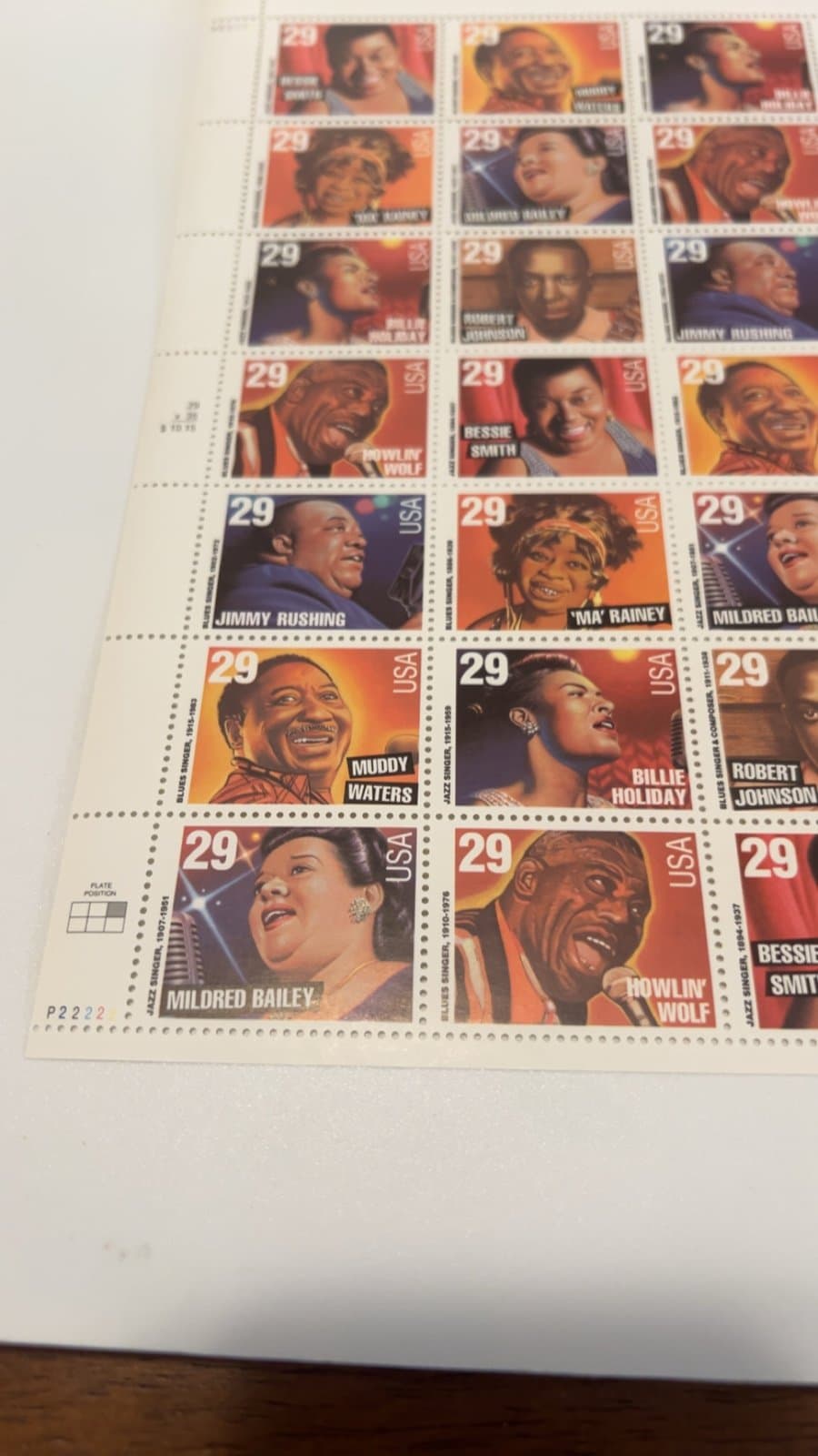 Scott #2854-2861 Jazz/Blues Singers Sheet of 35 29¢ Stamps (1994) - Thumbnail 2