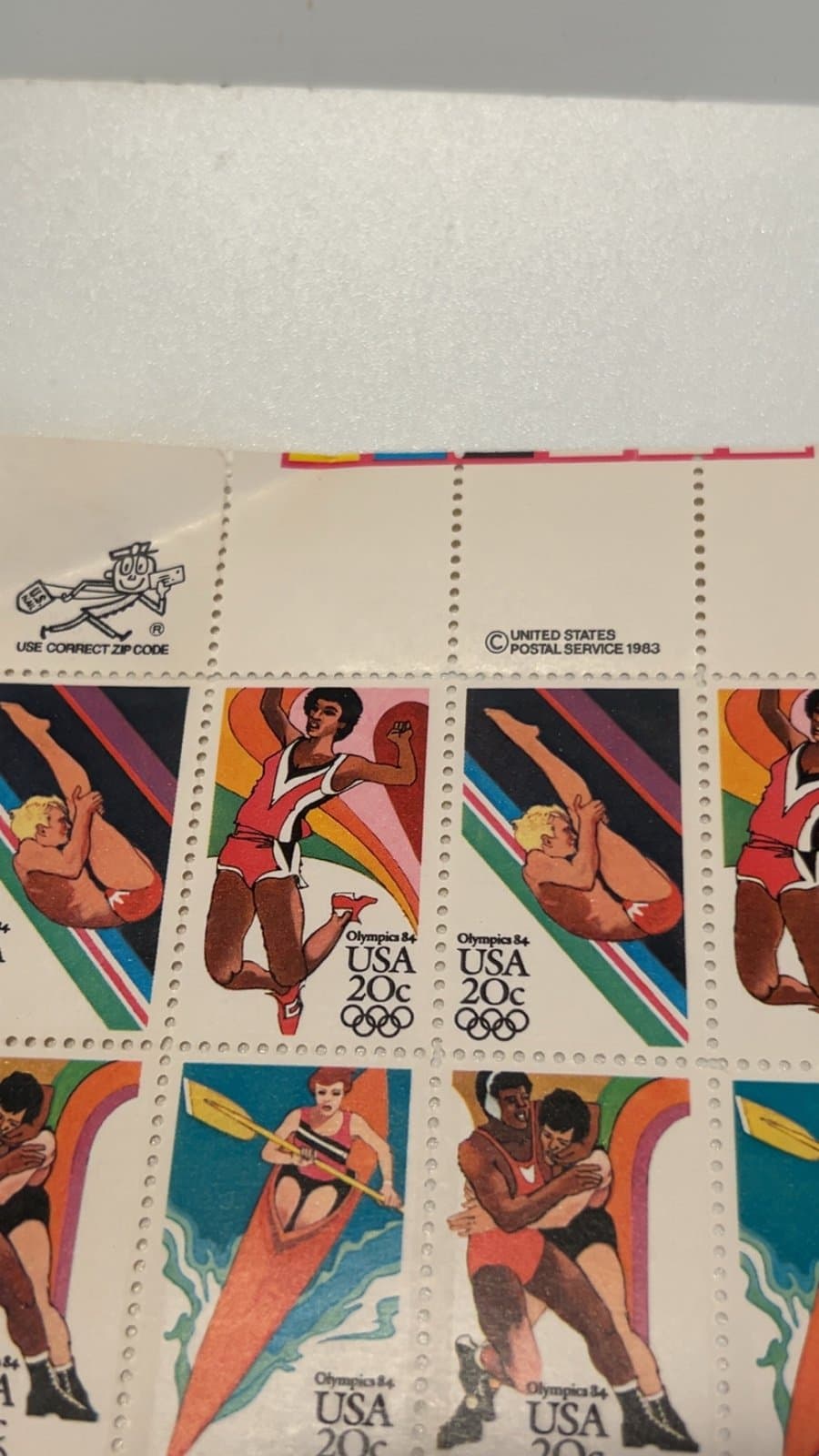 Scott #2082-85 L.A. Summer Olympics Sheet of 50 20¢ Stamps (1984) - Thumbnail 3