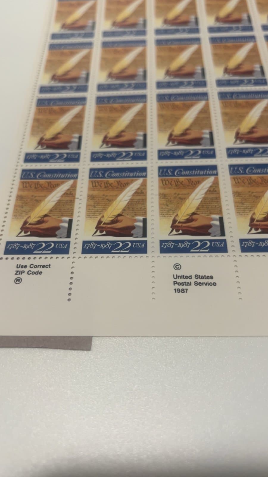Scott #2360 US Constitution Ratification 22¢ Sheet of 50 Stamps - MNH - Thumbnail 2