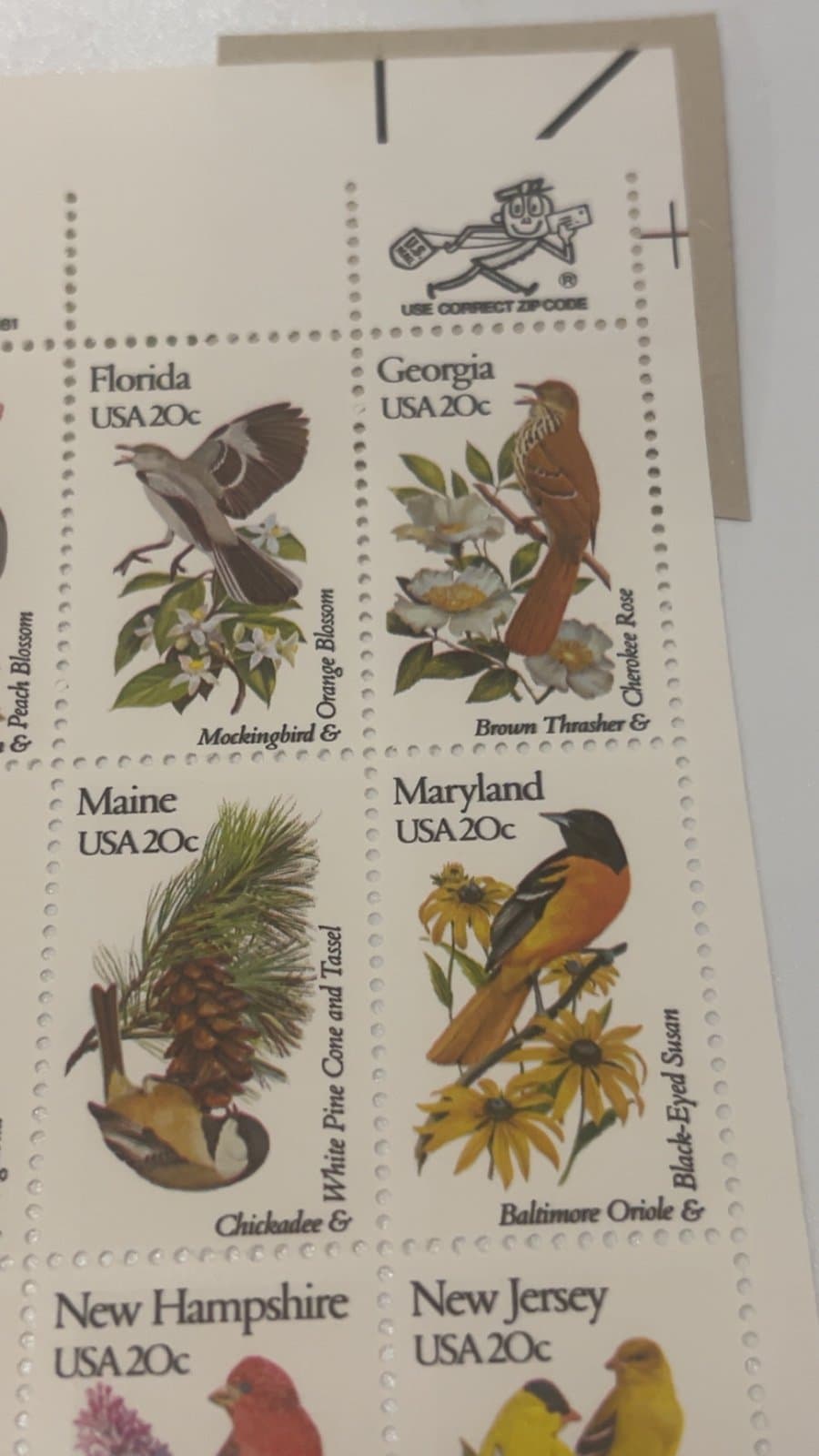 1981 USPS 50 States Birds and Flowers, 20c Commemerative Stamps - Thumbnail 4