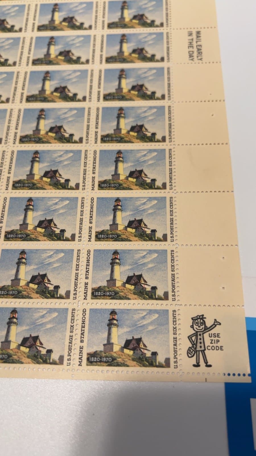 Scott #1391 Maine Statehood Lighthouse Pane of 50 6¢ Stamps (1970) - Thumbnail 2