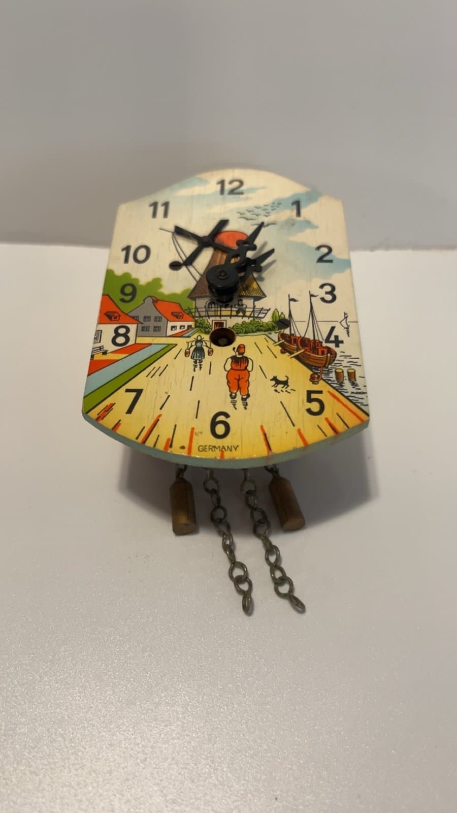 Vintage Mini Cuckoo Clock Made West Germany Dutch Revolving Windmill - Thumbnail 2