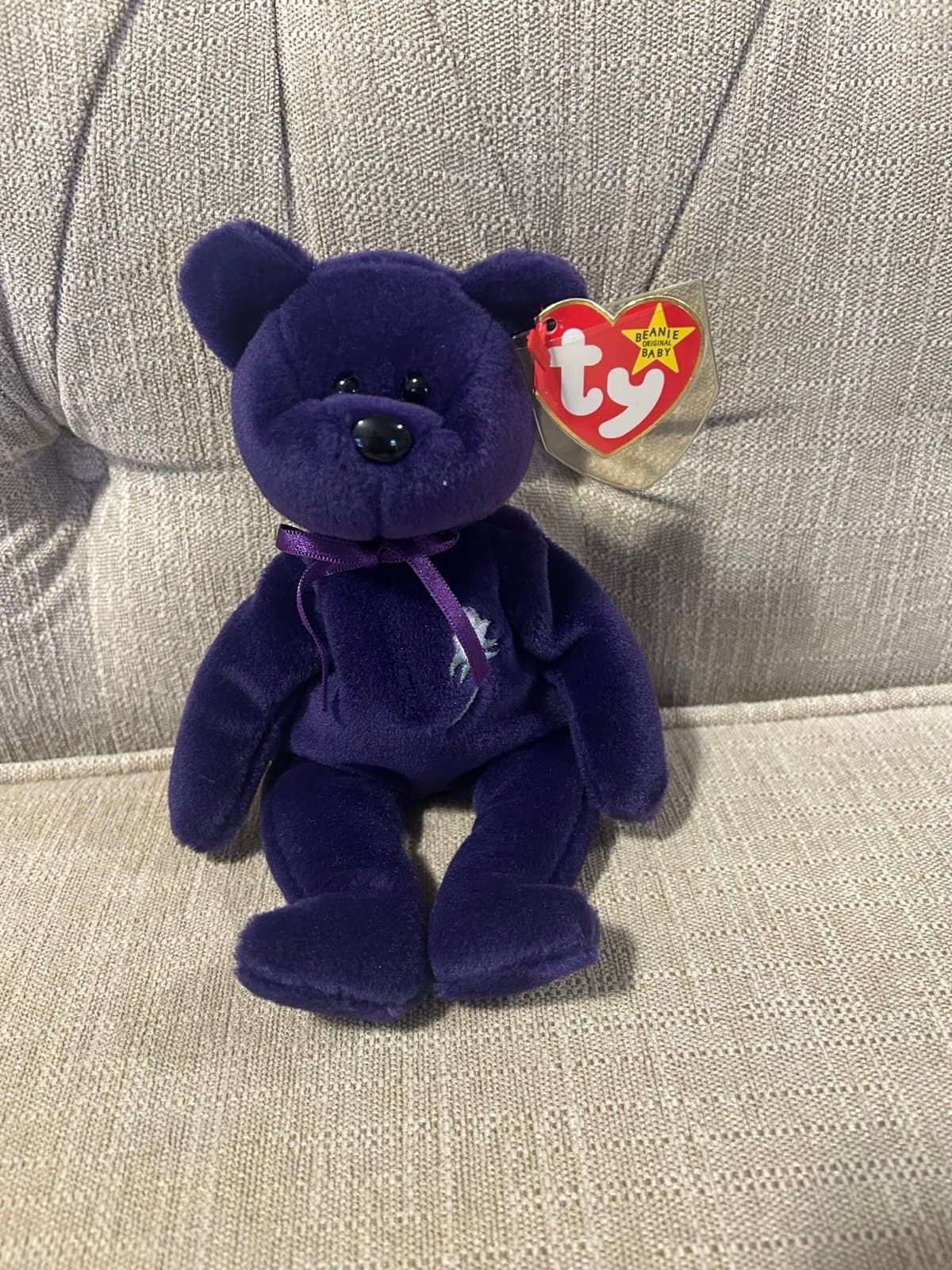 Rare Ty Beanie Baby PRINCESS The Diana Bear 1997 PE Pellets excellent