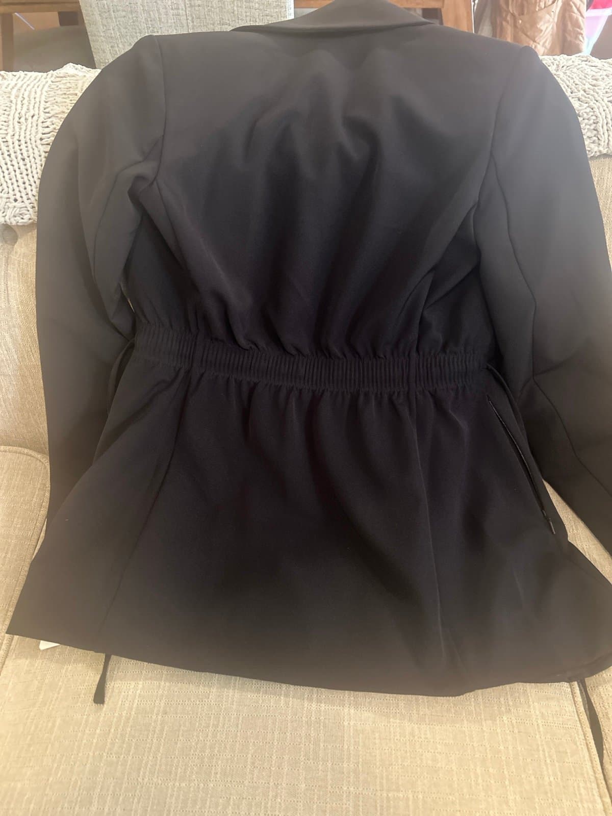 Athleta Endless Prima Twill Blazer Womens sz 0 Black Tie Waist Stretch Jacket - Thumbnail 5