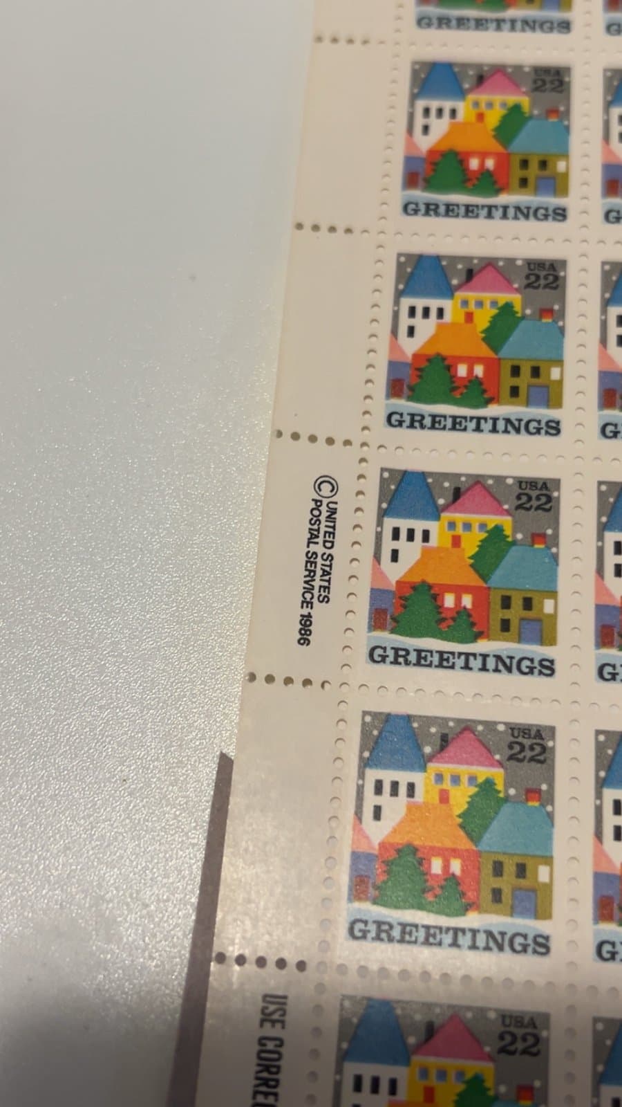 MNH 1986 Scott #2245 Greetings Village” 22 Cent Sheet of 100 Stamps - Thumbnail 4