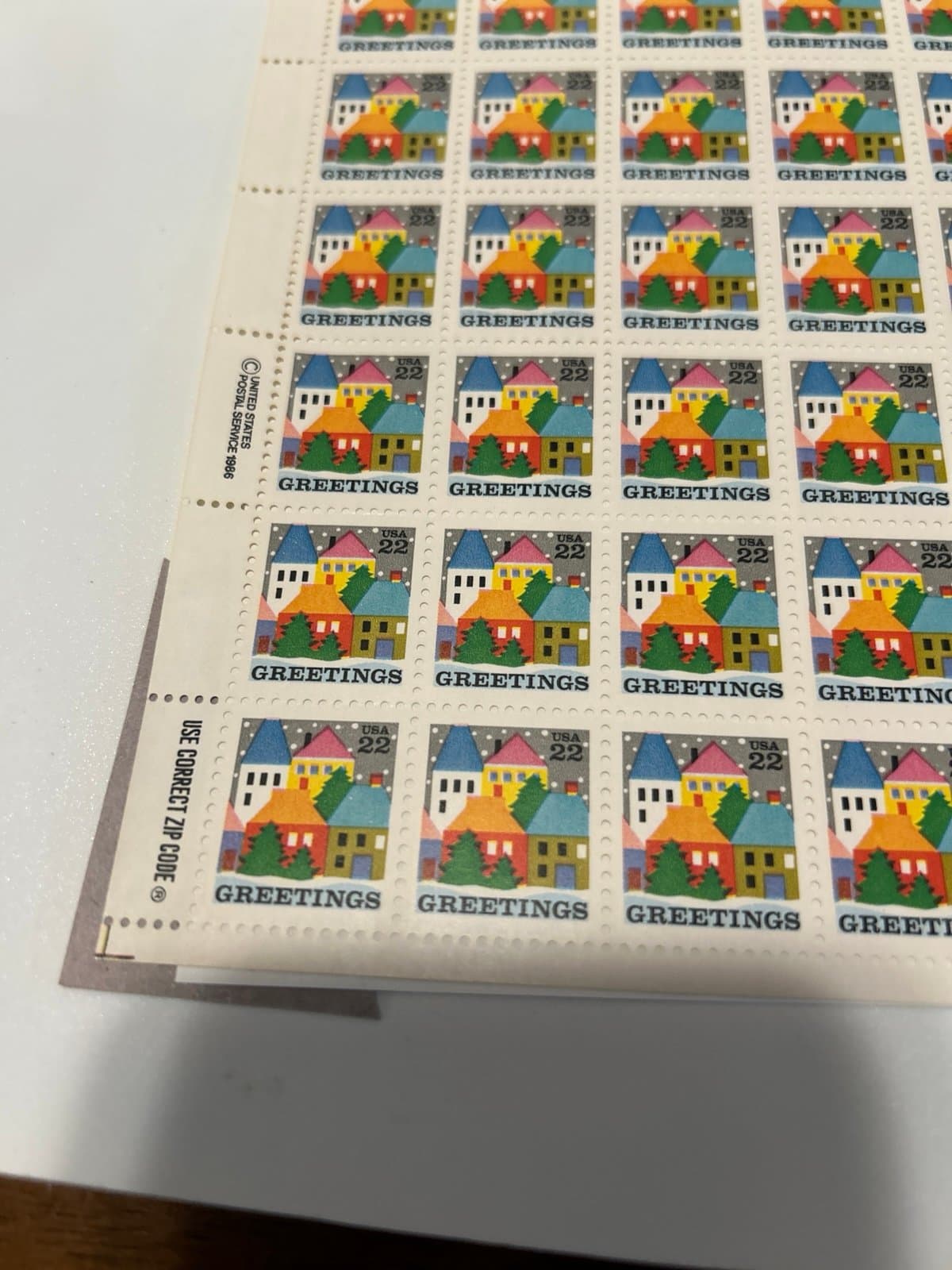 MNH 1986 Scott #2245 Greetings Village” 22 Cent Sheet of 100 Stamps - Thumbnail 2