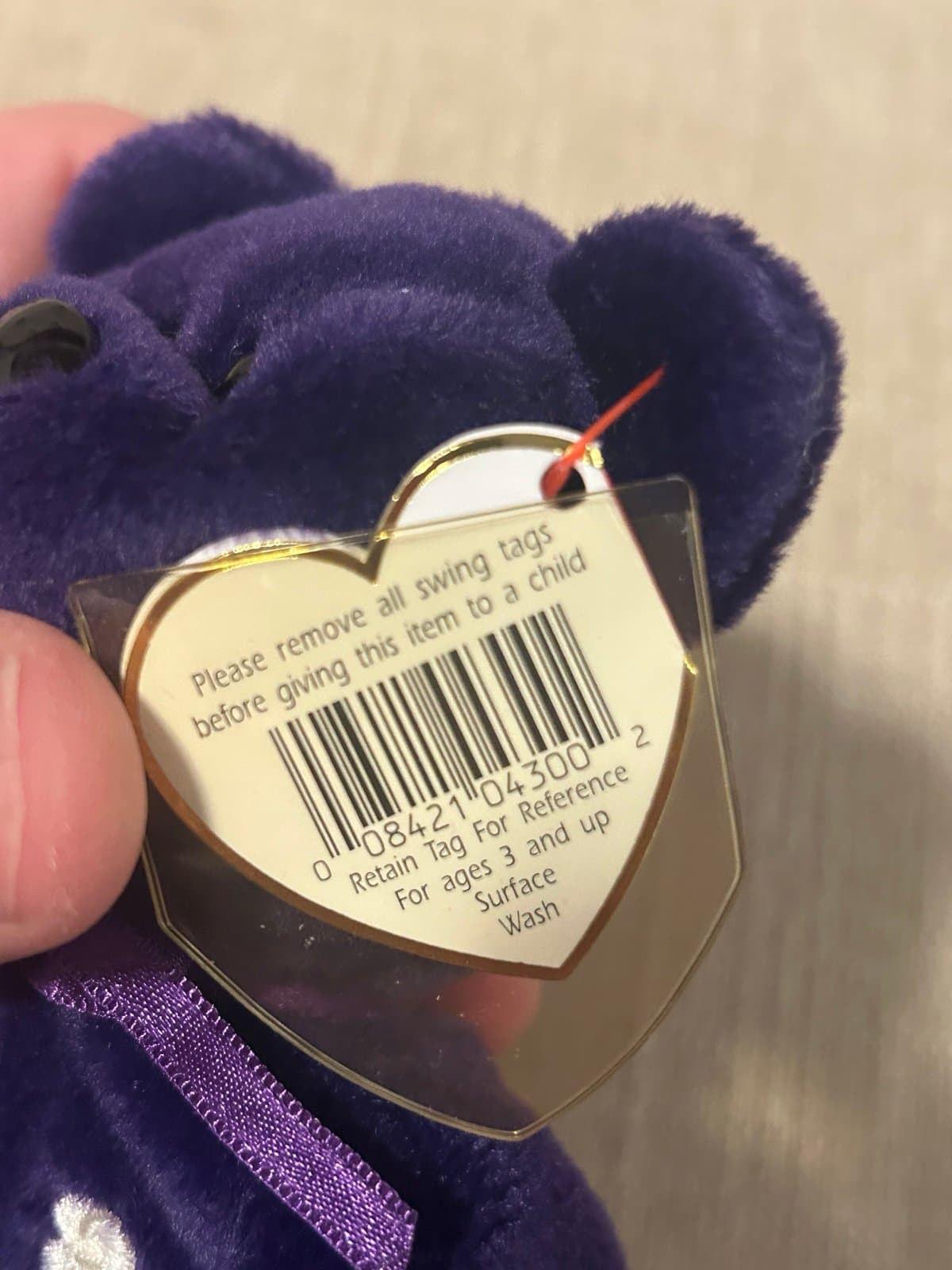 Rare Ty Beanie Baby PRINCESS The Diana Bear 1997 PE Pellets excellent - Thumbnail 5